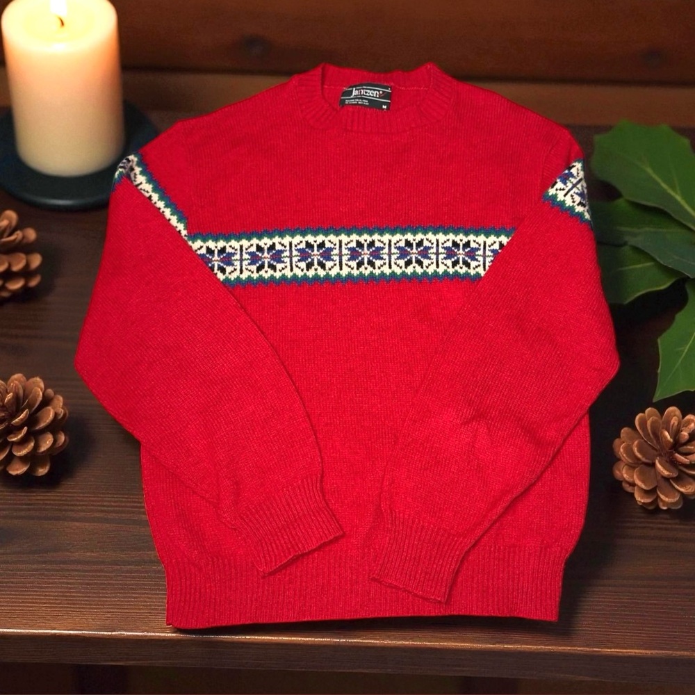 Vintage Jantzen Fair Isle Nordic Grandpa Sweater Cottage Cozy USA Men’s Size M